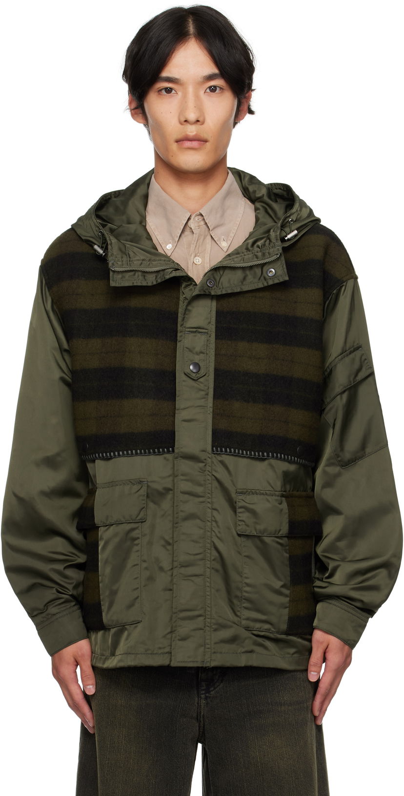Jacka Andersson Bell Andersson Bell Check Layered Hooded Jacket Grön | awa717u