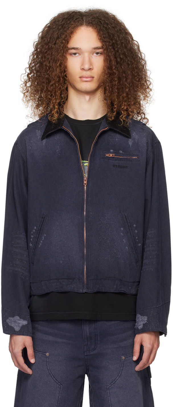 Jacka We11done We11done Distressed Denim Jacket Mörkblå | WD-DJ0-24-381-U-NV
