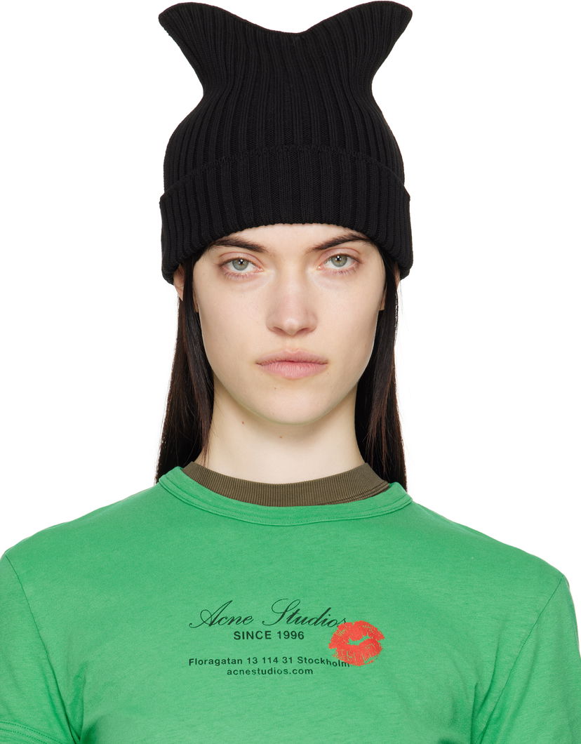 Mössa Acne Studios Acne Studios Ribbed Square Beanie Svart | C40396-