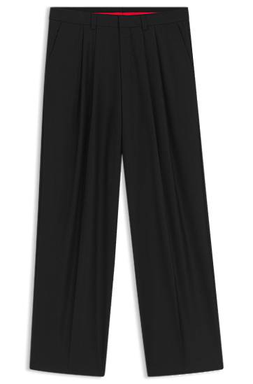 Byxor BOSS Modern-Fit Wool-Blend Twill Trousers Svart | 50547242