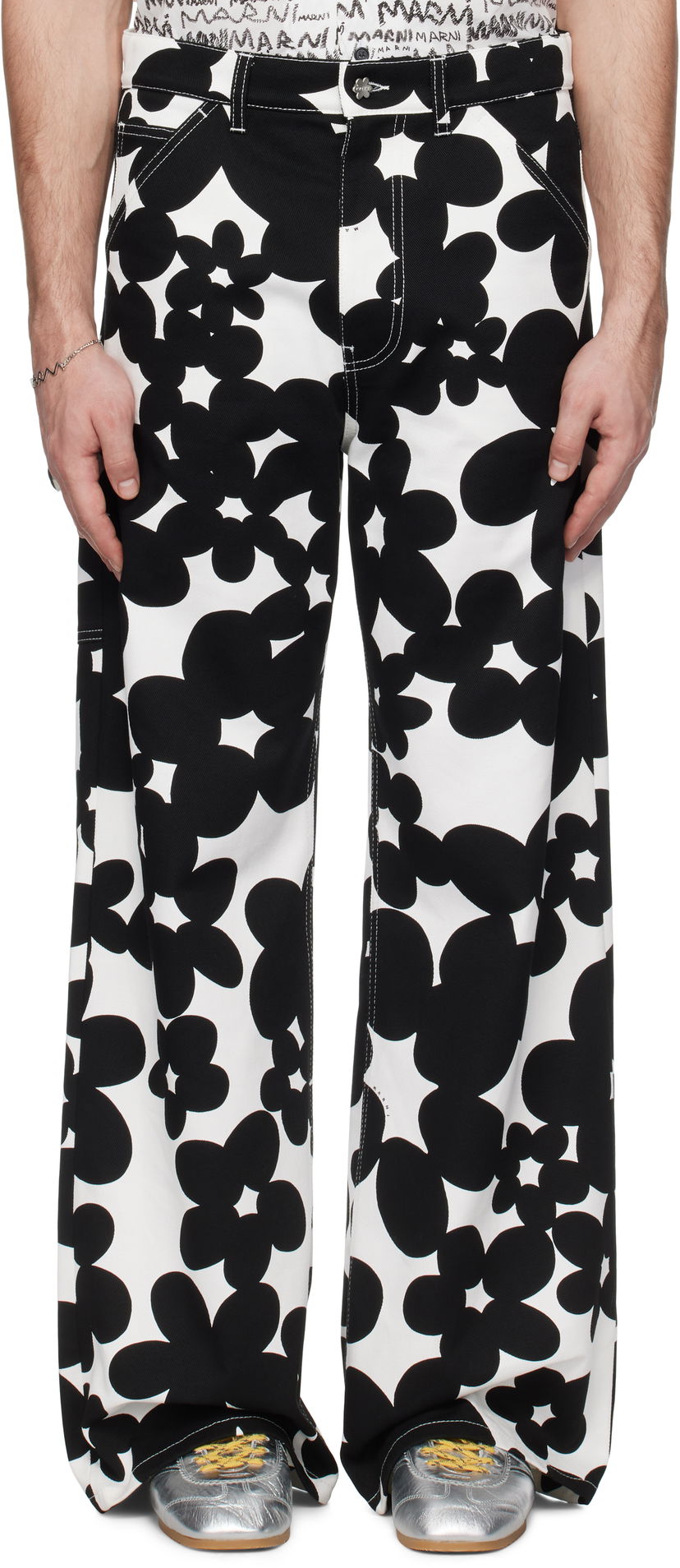 Cargo byxor Marni Marni Dillies Print Cargo Pants Vit | PUMU0287A0 UTC462