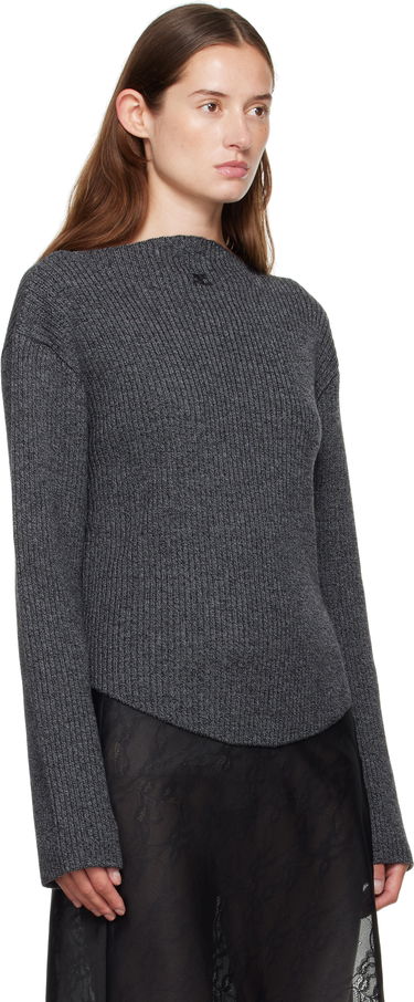 Sweater Courrèges Courrèges Boatneck Ribbed Wool Sweater Grå | 325MPU239FI0036, 4