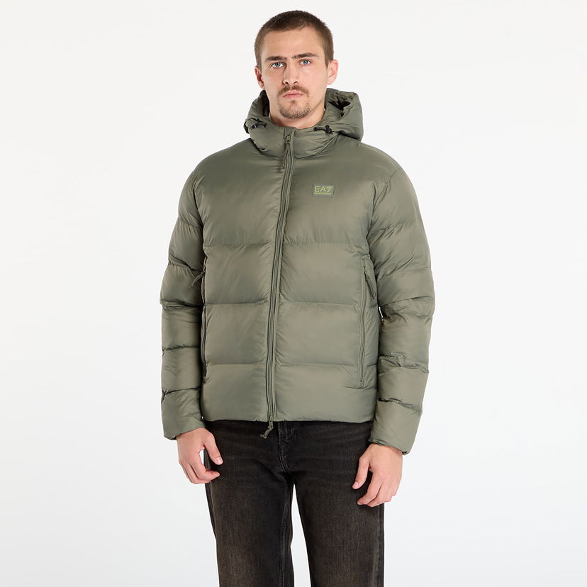 Pufferjacka Emporio Armani Mountain Polar Big Logo Hooded Puffer Jacket Grön | 7M000694AF15956U8142