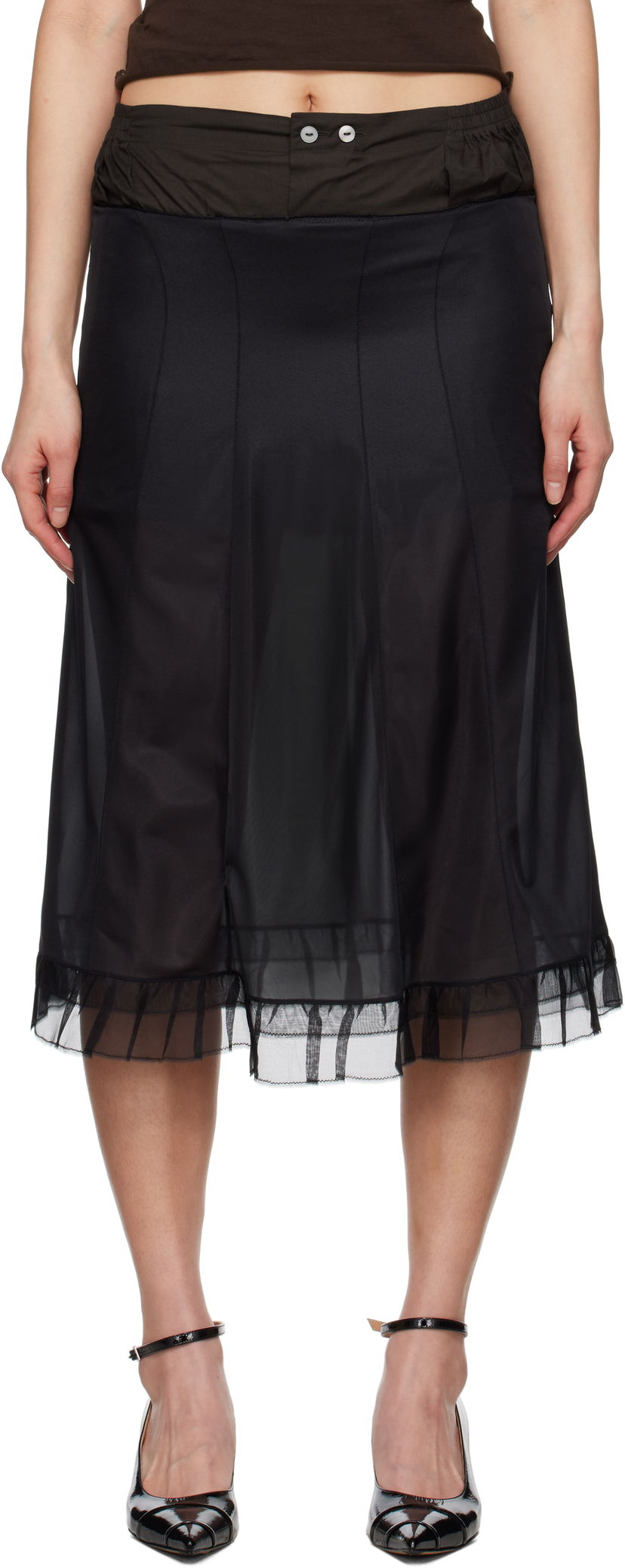 Kjol Maison Margiela Maison Margiela Anonymity of the lining Midi Skirt Svart | S51ME0030 MTJ023