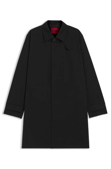 Regnrock BOSS Water-Repellent Gabardine Regular-Fit Coat Svart | 50517771