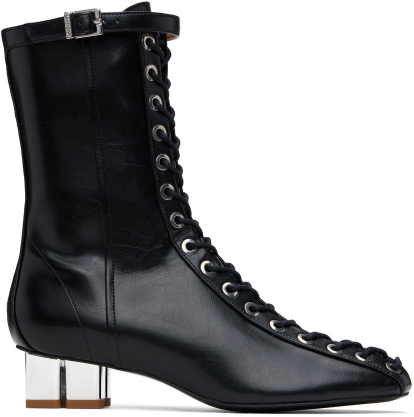 Sneakers och skor GANNI GANNI Oleatex Eyelets Lace-Up Boots Svart | S2967