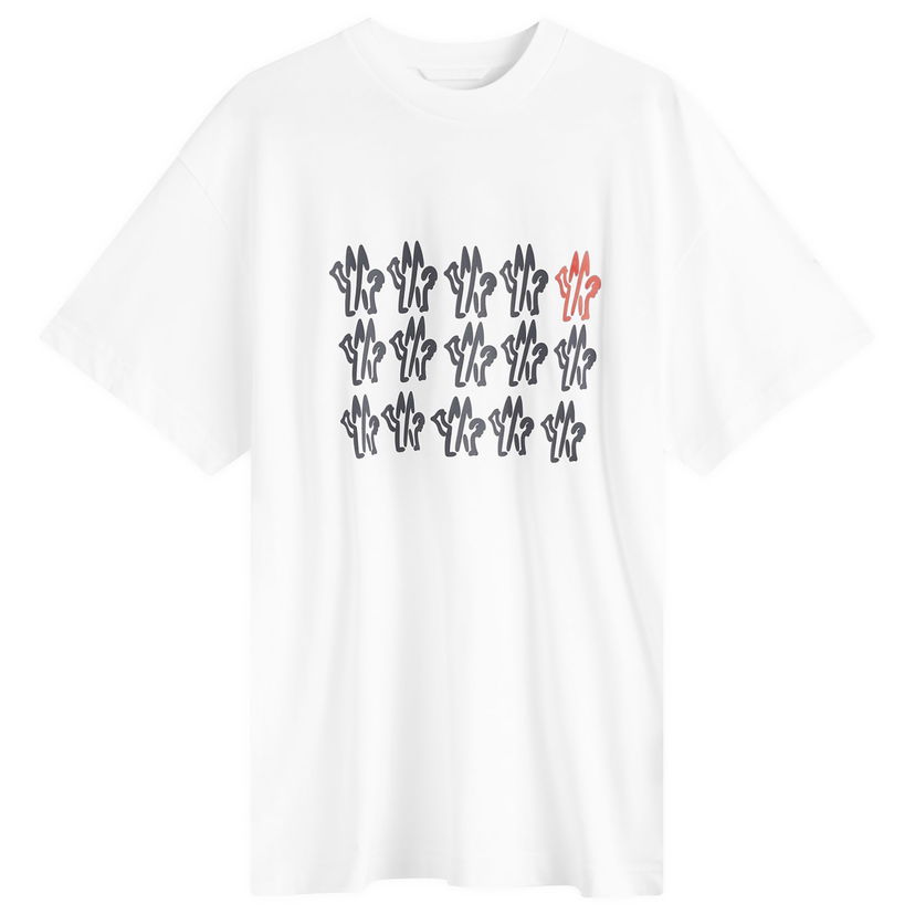 T-shirt Moncler Text Logo T-Shirt Vit | 8C000-51-89AJS-00A