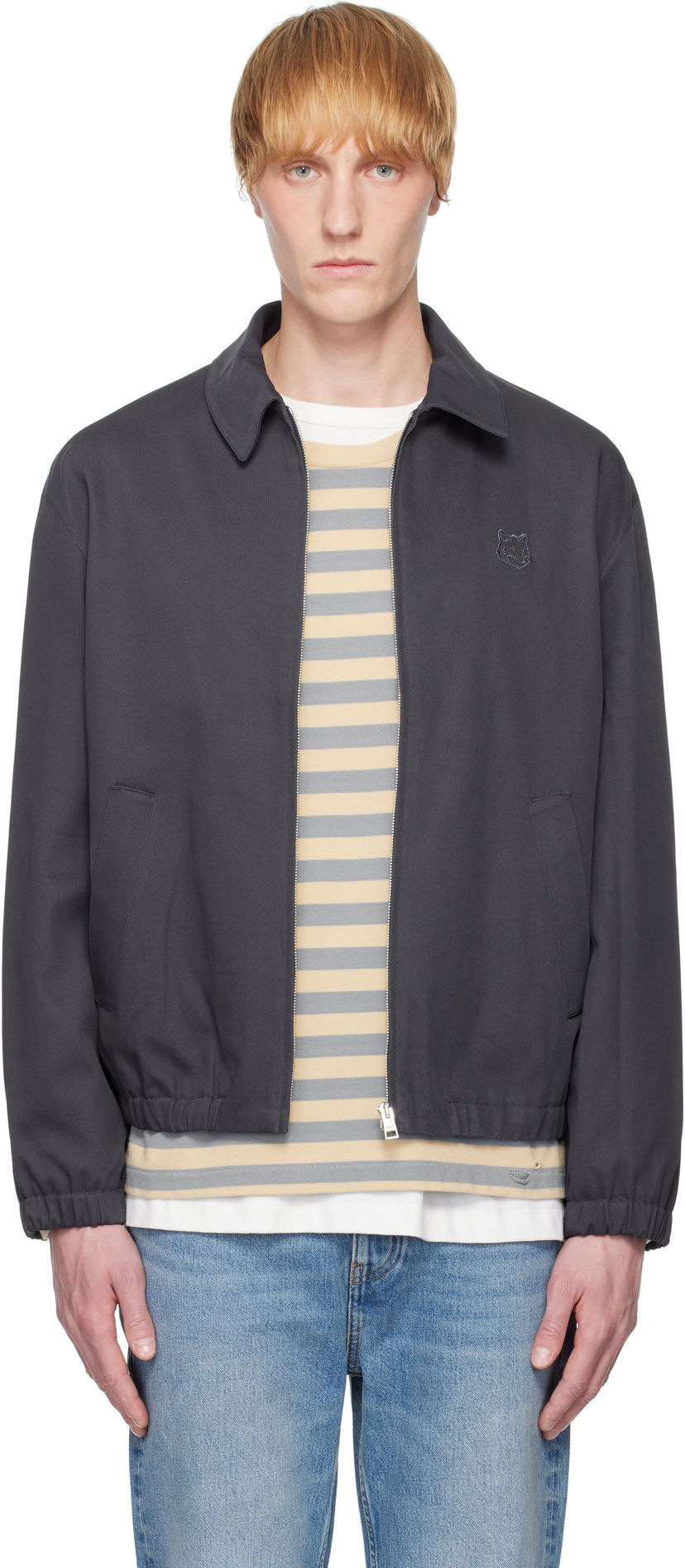 Bomberjacka MAISON KITSUNÉ Maison Kitsuné Elasticated Zipped Jacket Grå | OM02122WW9028