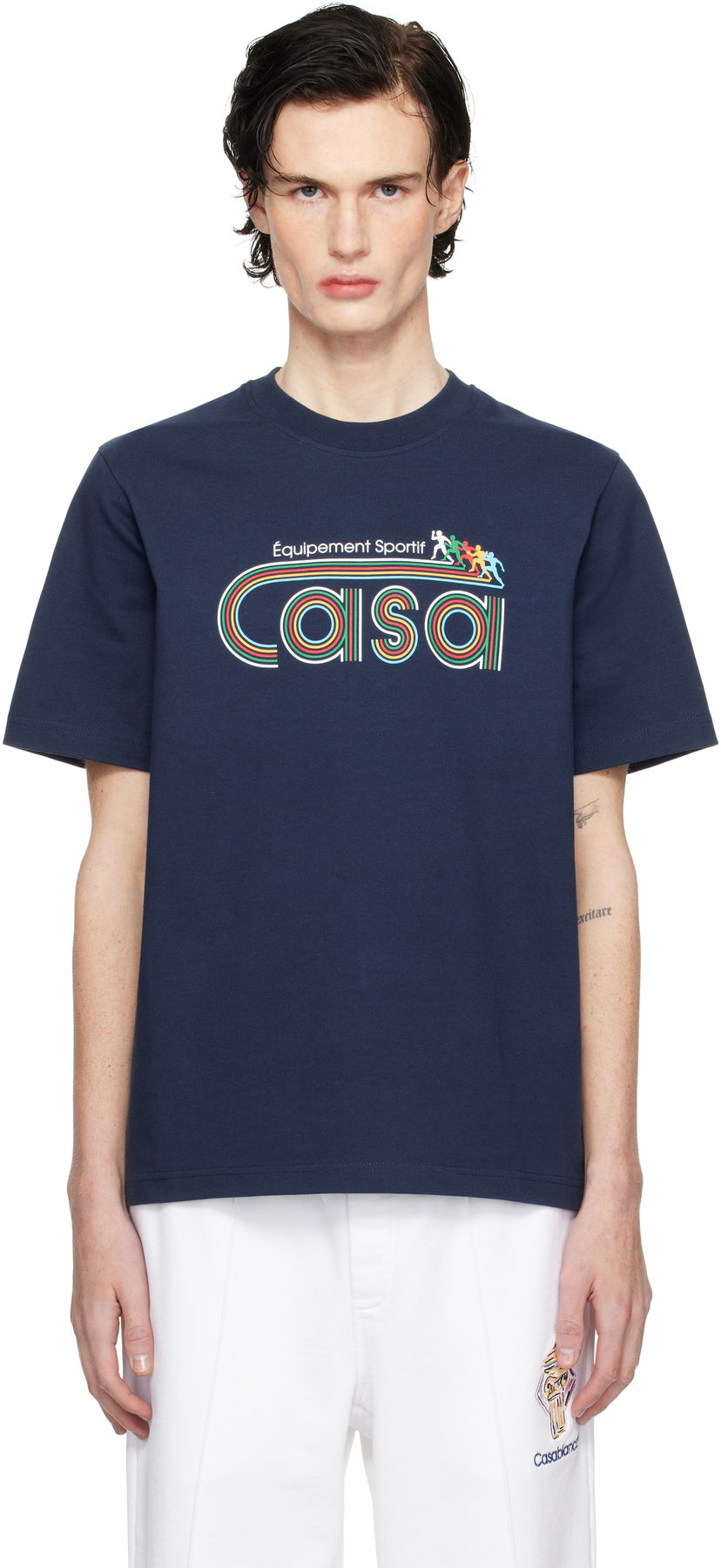 T-shirt Casablanca Navy 'Equipement Sportif' Graphic T-Shirt Mörkblå | MPS25-JTS-001-02