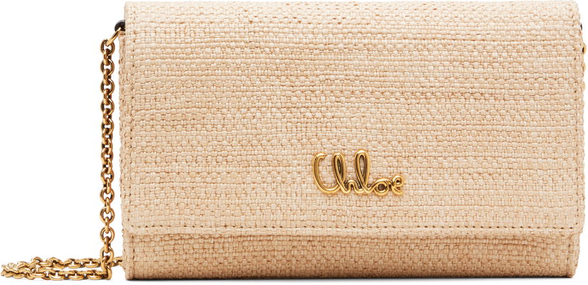 Axelväska CHLOÉ Chloé Iconic Flap Wallet On Chain Clutch Beige | CH25UP559P19