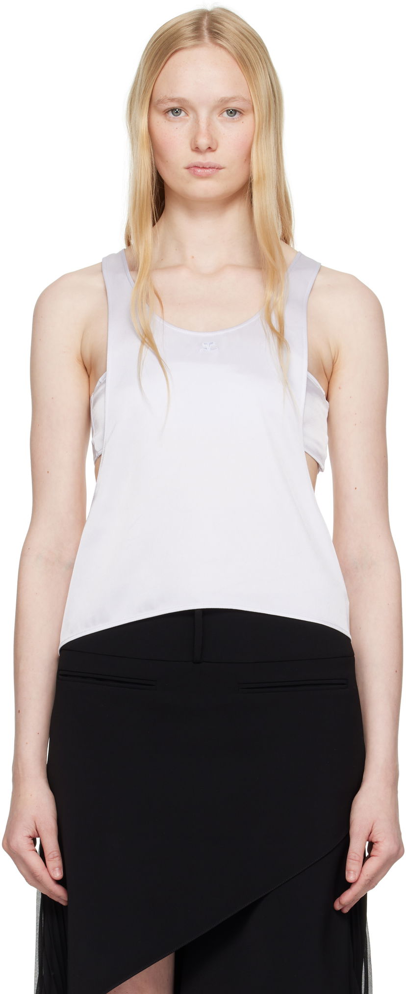 Linne Courrèges Courrèges Infinity Satin Tank Top Vit | 225CDE131PL0160