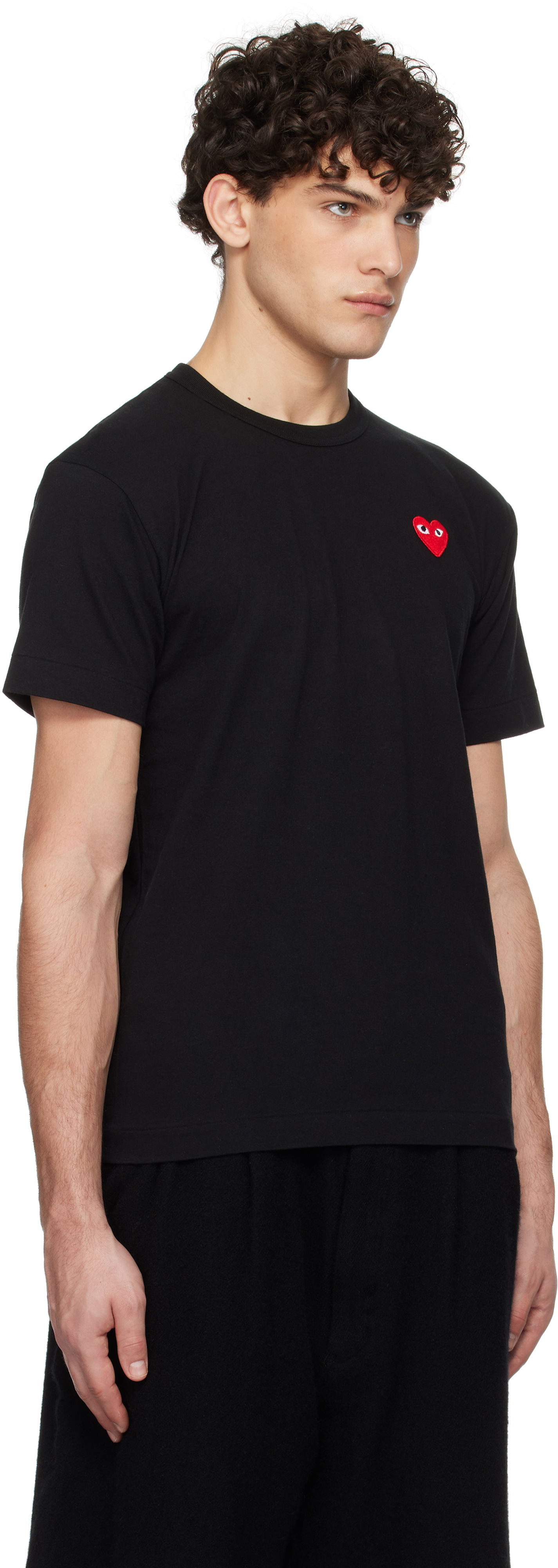 T-shirt Comme des Garçons Black T-Shirt with Red Heart Patch Svart | AX-T108-051, 1