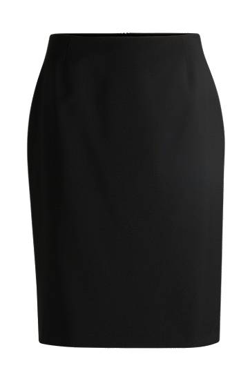 Kjol BOSS Slim-Fit Virgin Wool Pencil Skirt Svart | 50490036, 0
