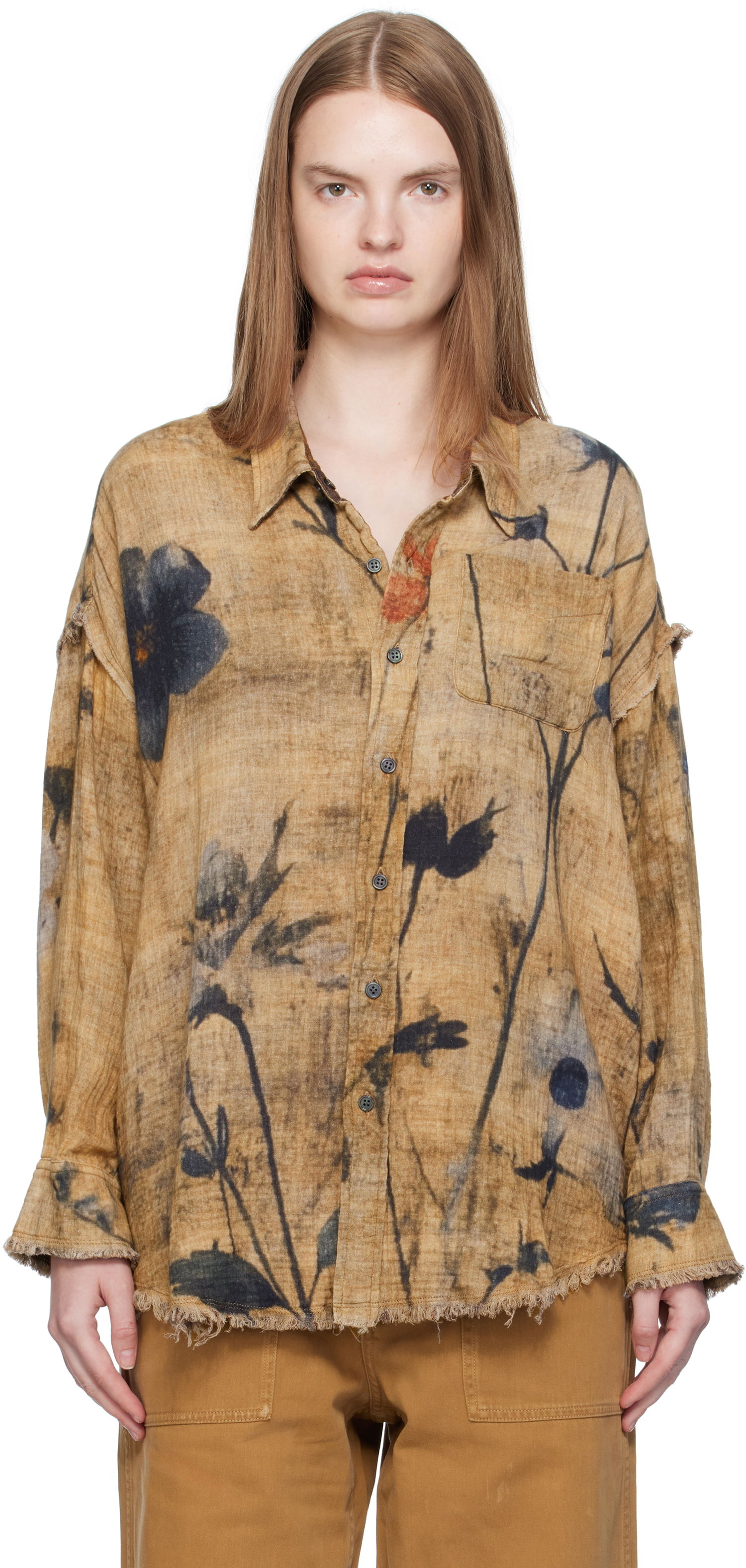 Skjorta R13 R13 Drop Neck Reversible Shirt Brun | R13WR463-R583B, 0