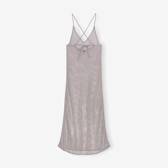 Klä GANNI Embellished Mesh Dress Grå | F7870-018, 0