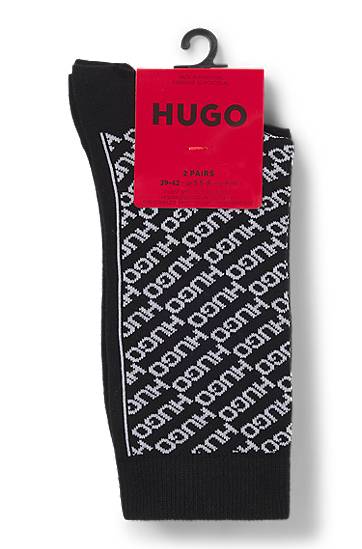 Strumpor BOSS Two-pack of regular-length assorted logo socks Svart | 50543196, 1