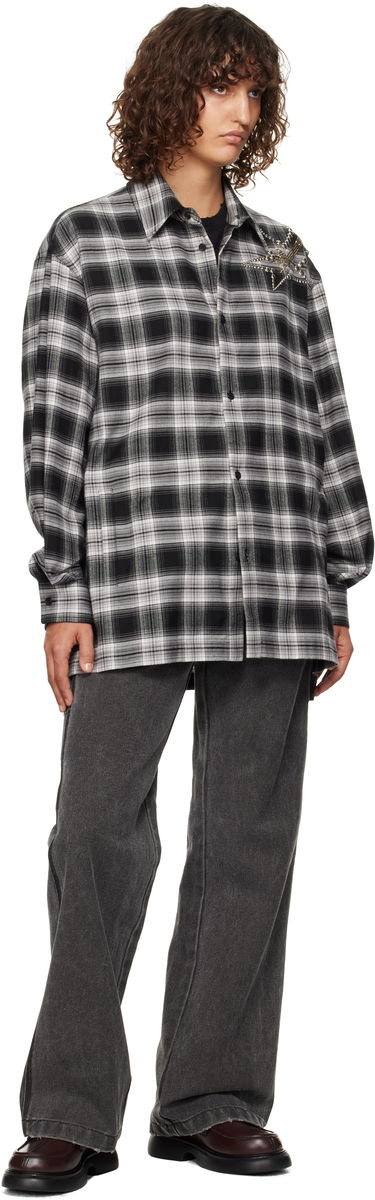 Skjorta We11done We11done Meteor Check Embellished Shirt Svart | WD-SH3-24-128-U-BK, 3