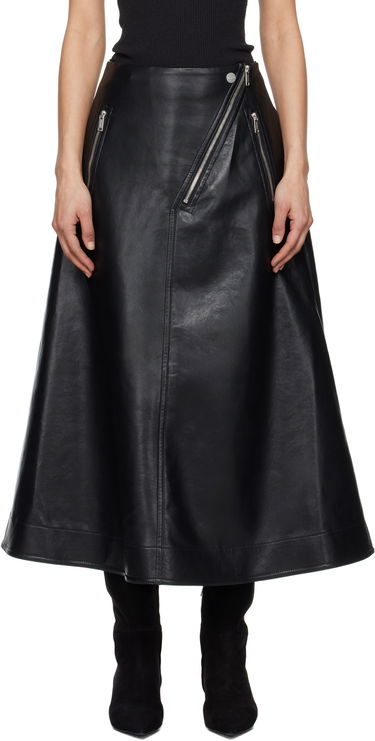 Kjol Nanushka Nanushka Aleka Regenerated Leather Midi Skirt Svart | NW25RSSK13899, 0