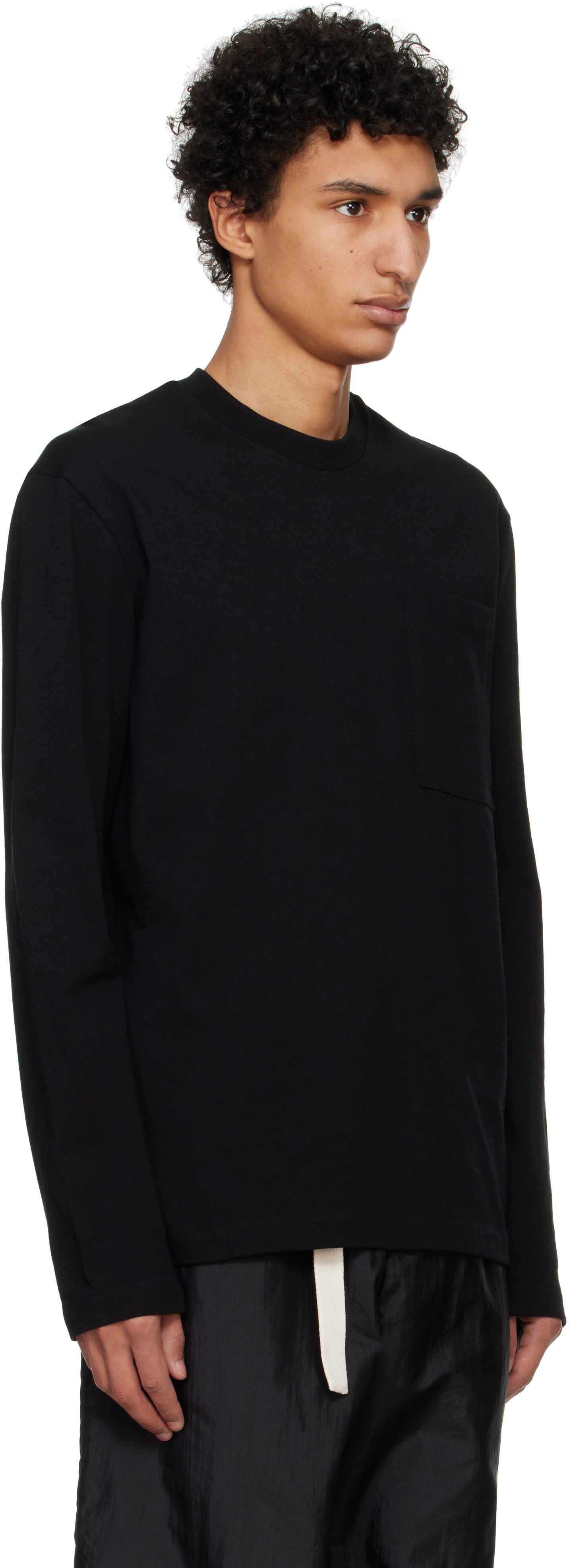 Sweater Jil Sander Jil Sander Logo Flag Pocket Long Sleeve T-Shirt Svart | J22GC0196_J20256, 1