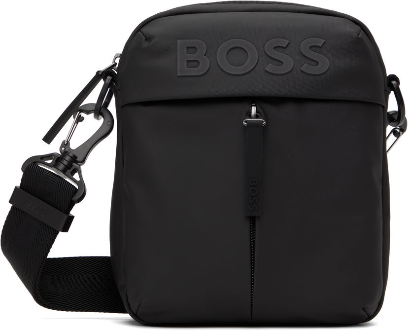 Axelväska BOSS Faux-Leather Reporter Bag Svart | 50516893