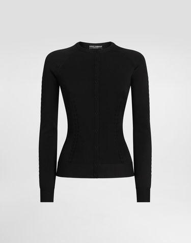 Sweater Dolce & Gabbana Dolce & Gabbana Viscose Knit Cardigan Svart | FXV87TJAIRMN0000, 0