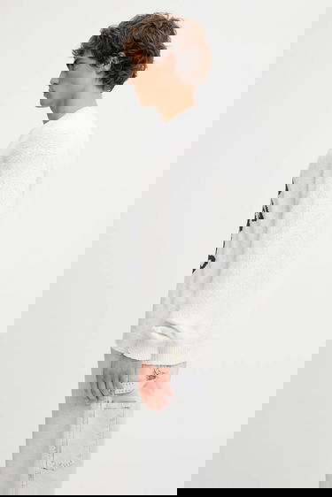 Sweater MAISON KITSUNÉ Maison Kitsuné Abstract Daisy Intarsia Sweater Beige | OM00811KT1138, 4