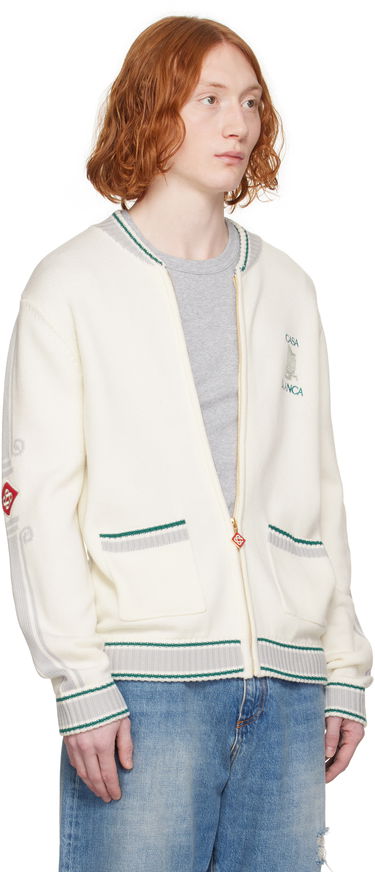 Sweater Casablanca Casablanca Casa Club Bomber Jacket Vit | MPS25-KW-879-01, 1