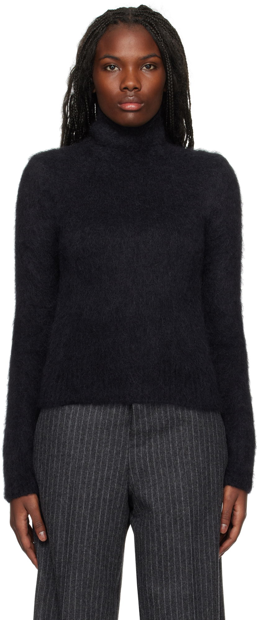 Sweater AMI Alpaca Mohair Brushed Turtleneck Svart | FKS447.KN0056