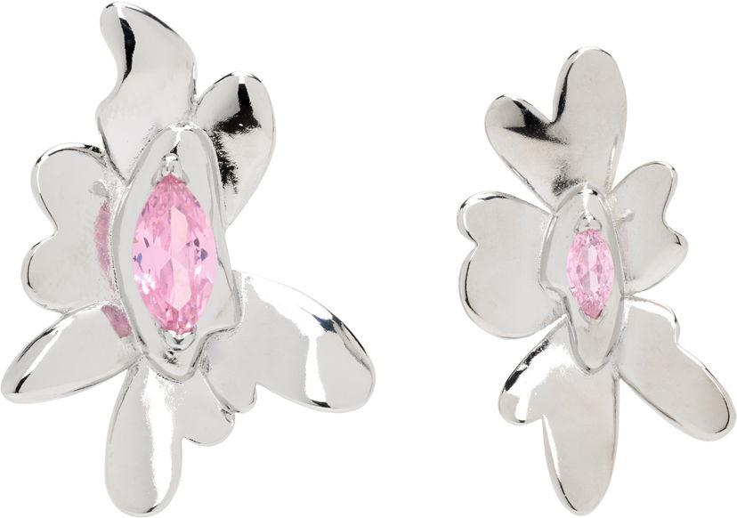 Örhängen Collina Strada Collina Strada Silver Tone Pink Daisy Maxi Earrings Metallisk | XX1088