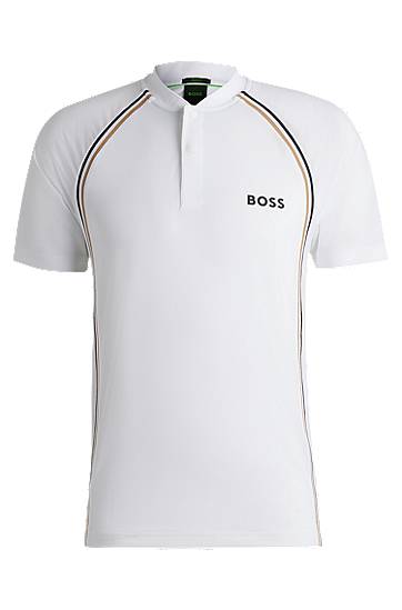 Polotröja BOSS Slim-Fit Super-Stretch Mesh Polo Shirt Vit | 50538122