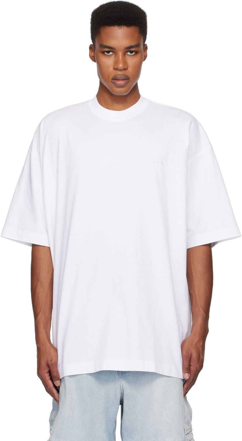 T-shirt VETEMENTS Embroidered Logo Oversized T-Shirt Vit | UA66TR765W