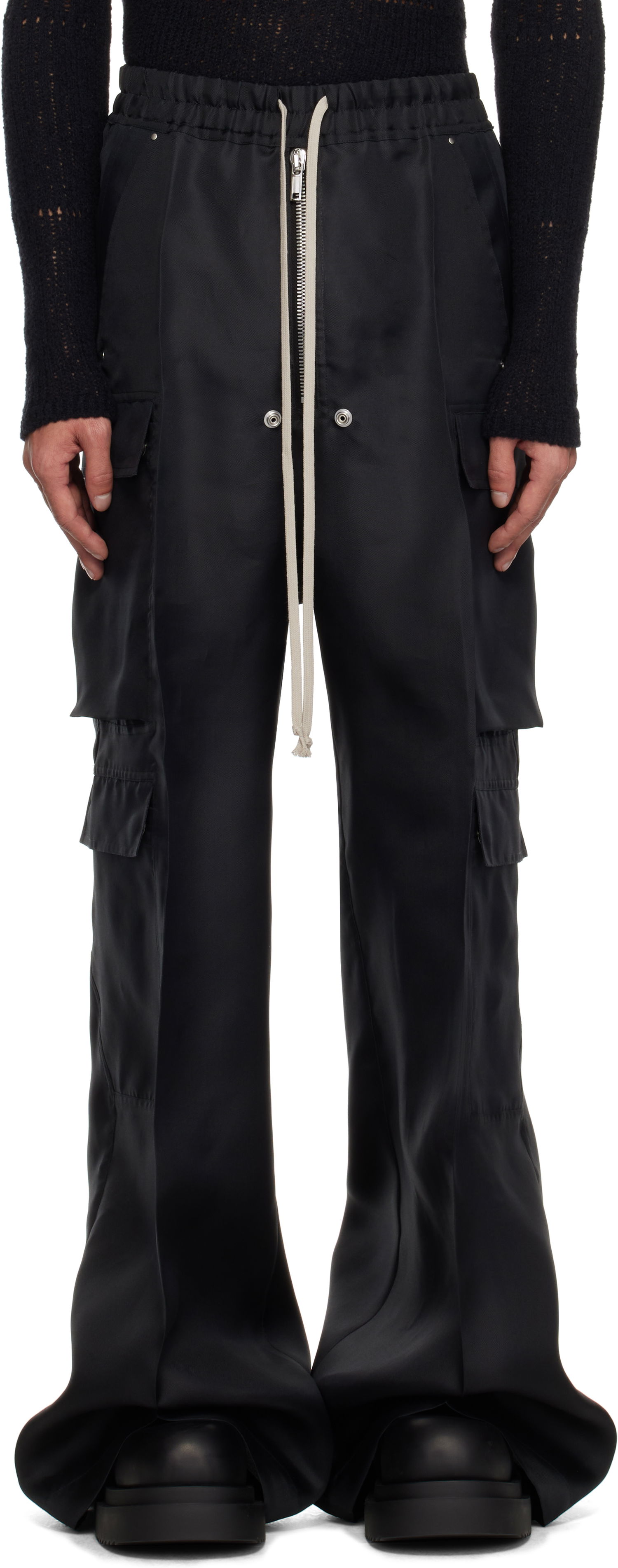 Cargo byxor Rick Owens Rick Owens Hollywood Cargobelas Cargo Pants Svart | RR01E5339 SG, 0