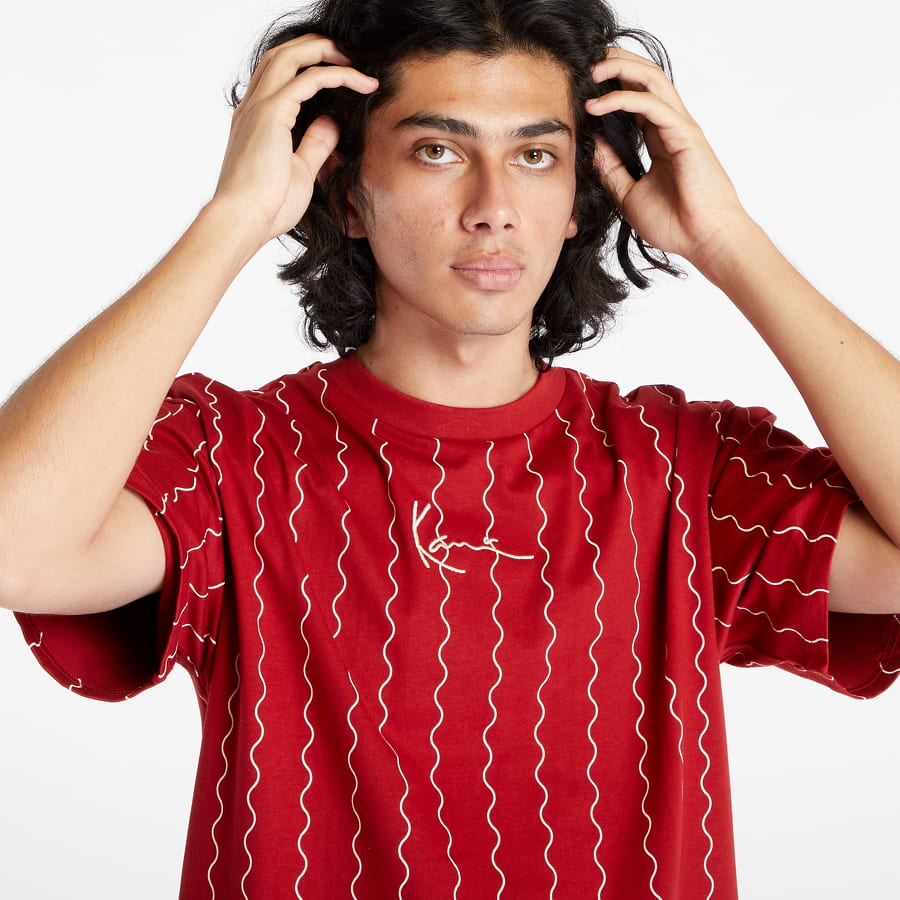 T-shirt Karl Kani Small Signature Ziczac Pinstripe Tee Röd | 6037820, 1