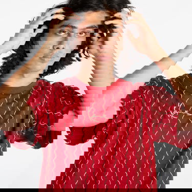 T-shirt Karl Kani Small Signature Ziczac Pinstripe Tee Röd | 6037820, 1