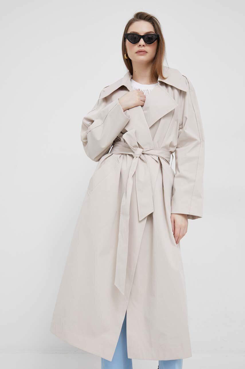 Trenchcoat DKNY Oversized Lapel Trench Coat Beige | P3AJT6DD, 0