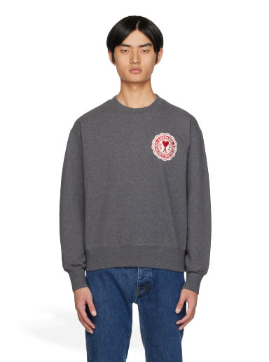 Sweatshirt AMI Patch Sweatshirt Grå | USW011.739