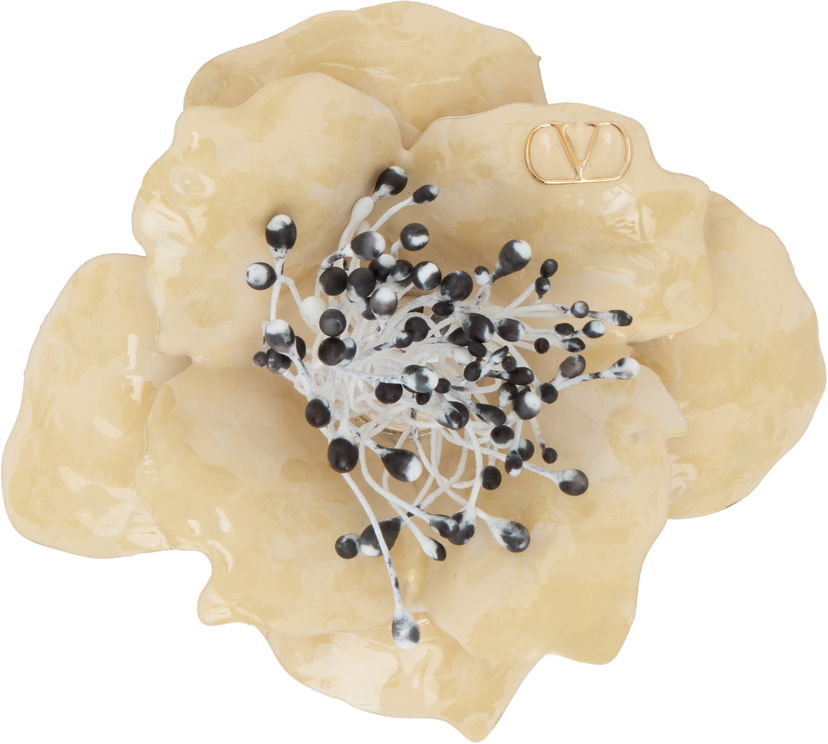 Pin Valentino Off-White Flower Pin Beige | 6Y2J0T01GCT