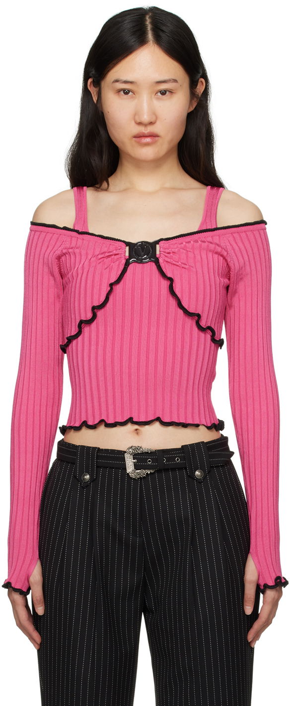 Sweater Versace V-Emblem Sweater Rosa | E76HAFM16_ECMH36