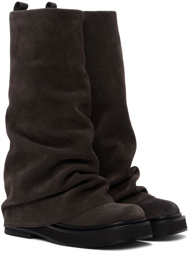 Kläder The Attico Attico Robin Suede Slouch Boots Grå | 246WS798 L007, 3