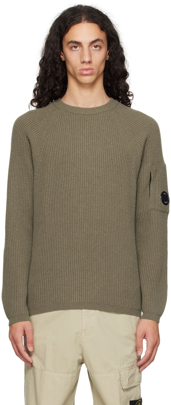Sweater C.P. Company Lens Crewneck Knit Sweater Grön | 17CMKN052A-110149A