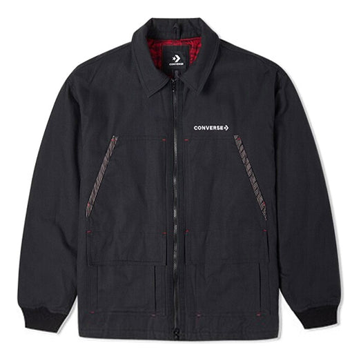 Jacka Converse New Year Series Logo Print Lapel Jacket Svart | 10024149-A02
