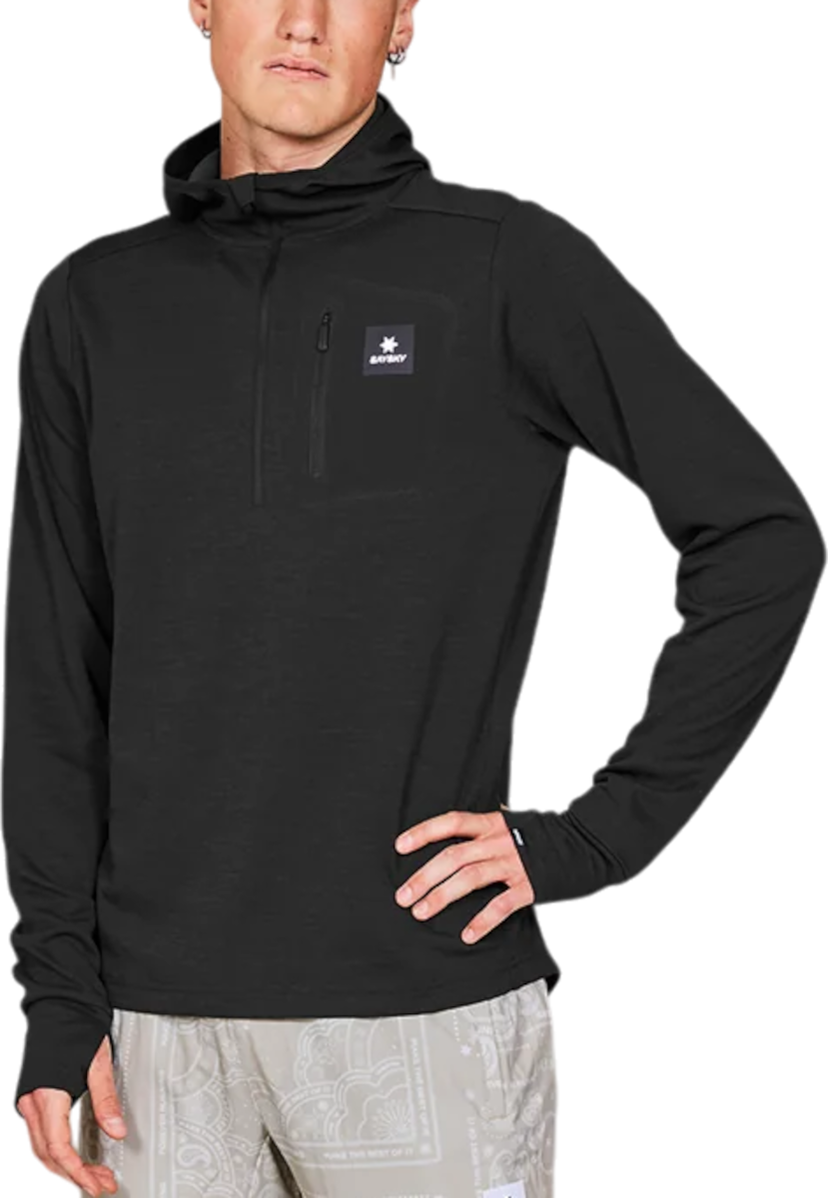 Sweatshirt Saysky Saysky Pace Half Zip Hoodie Svart | mmrho01c9001