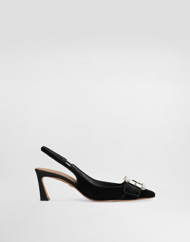 Tillbehör Dolce & Gabbana Dolce & Gabbana Velvet Slingbacks With Crystal Buckle Svart | CG0858A9S208B956, 0