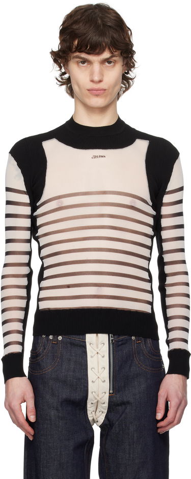 Sweater Jean Paul Gaultier Jean Paul Gaultier Bi-Material Marinière Striped Sweater Svart | 25/33-F-PL069-T574-0100, 0