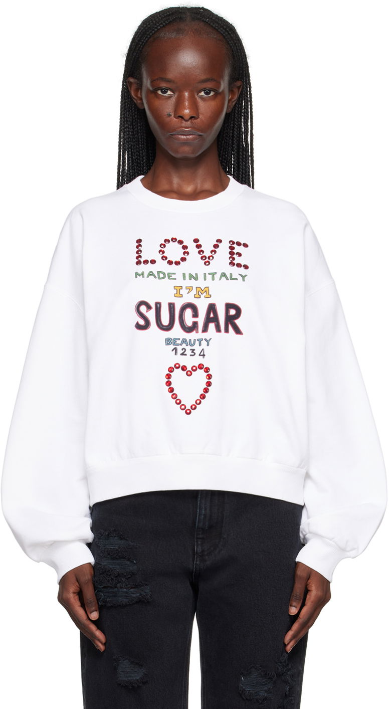 Sweatshirt Dolce & Gabbana White Crystal-Cut Sweatshirt Vit | F9Q92Z GDBT3