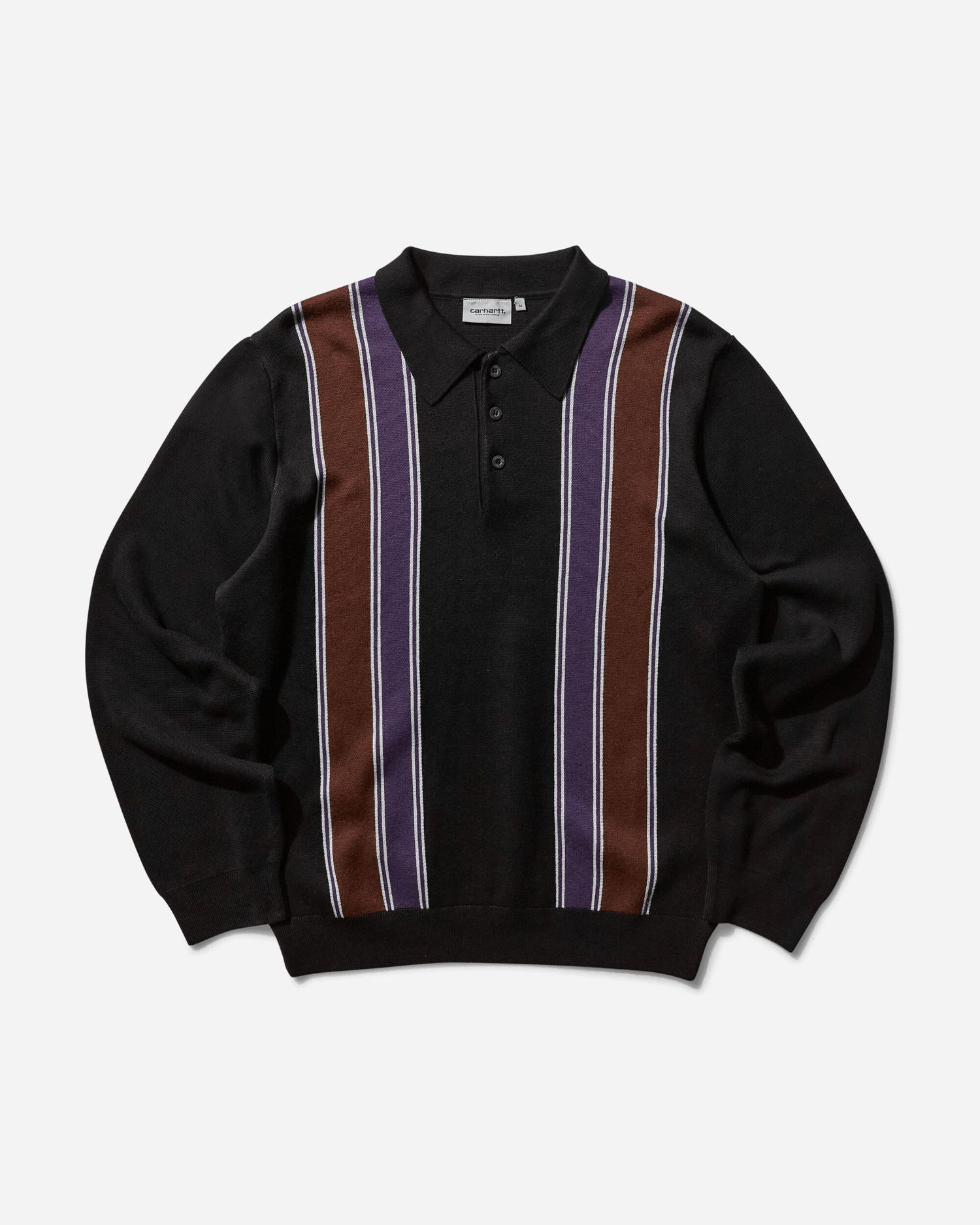 Sweater Carhartt WIP Longsleeve Polo Sweater Stripe Svart | I034032 2KFXX, 0