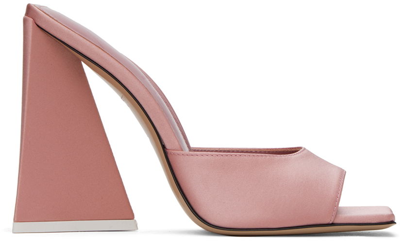 Tillbehör The Attico Attico Devon Satin Heeled Mules Rosa | 242WS000 V015