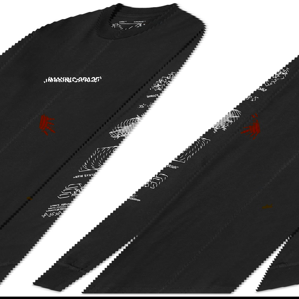 T-shirt Space Available Long Sleeve Upcycled Making Space Tee Svart | SA-LS-UMS001-BLK, 0