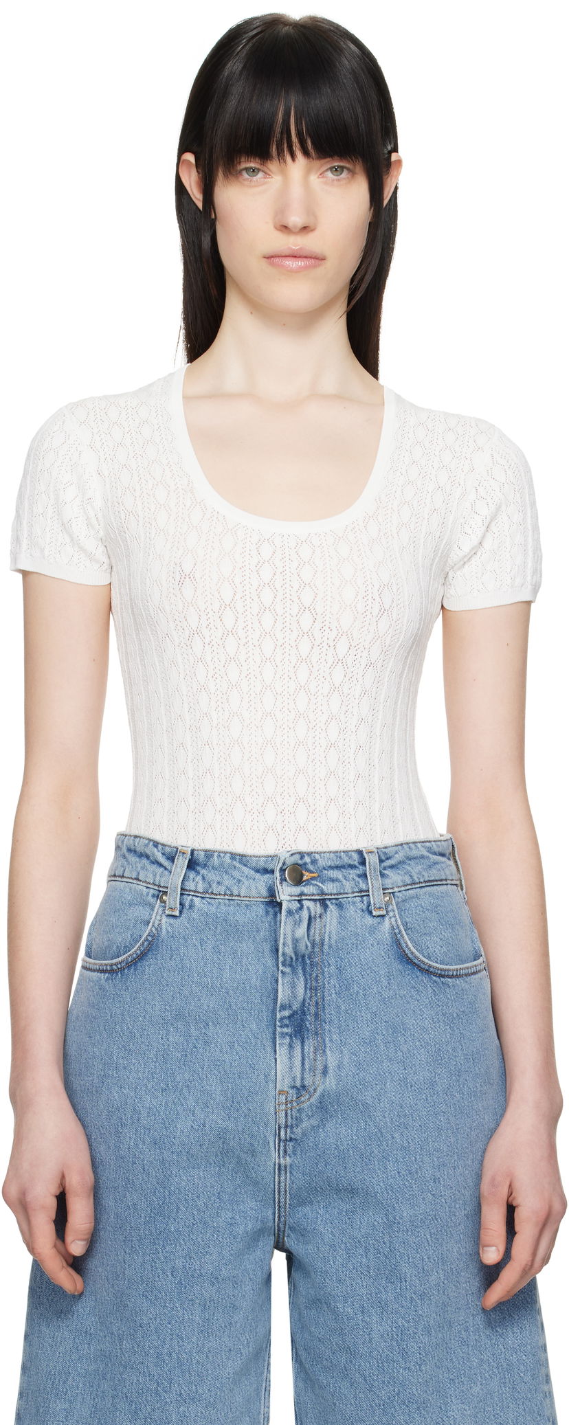 T-shirt Loulou de Saison Loulou de Saison Silas Bodysuit Vit | SILAS