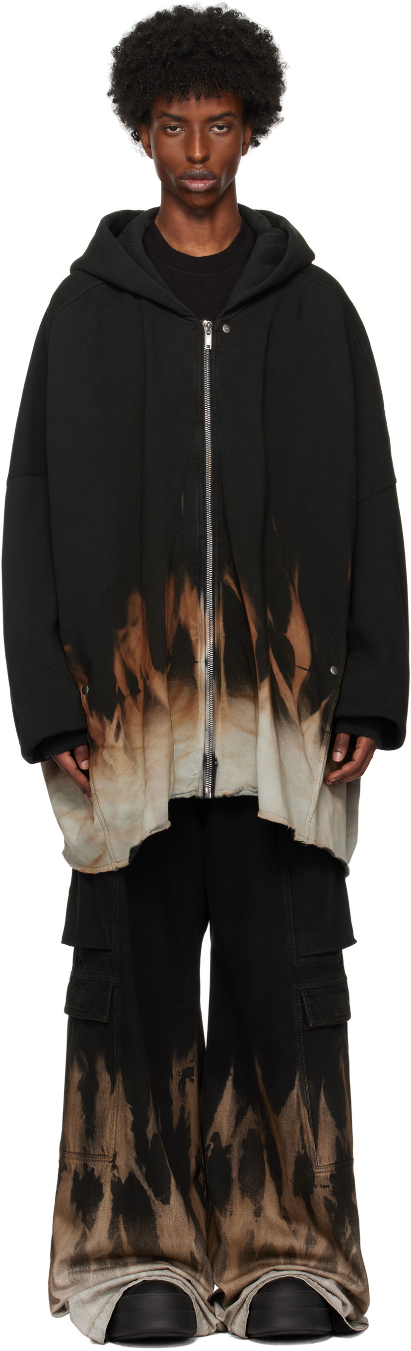 Sweatshirt Rick Owens Jumbo Sun Hoodie Svart | DU02D2278 FSUN